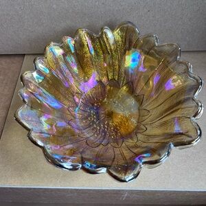 Vintage Indiana Glass Sunflower Bowl, Marigold Carnival Glass